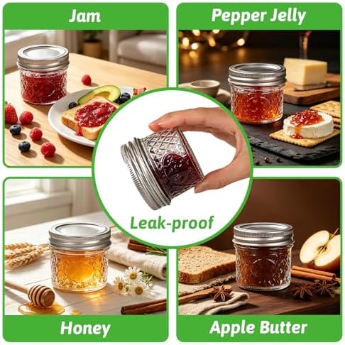 4oz Glass Mason Jars with Airtight Lids, 40 Pack