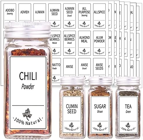 SWOMMOLY 48 Pcs 4 oz Glass Spice Jars with Shaker Lids and 806 White