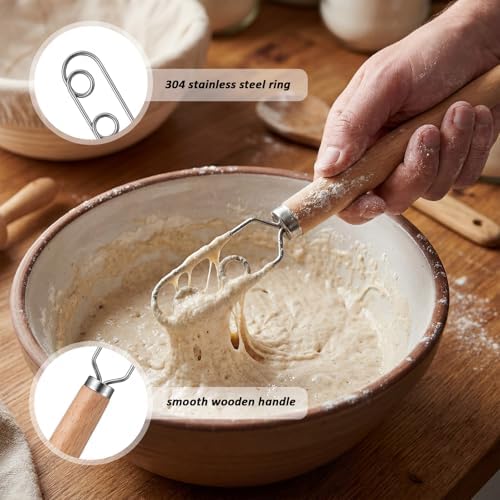 Mifoci 9 Pcs Sourdough Starter Kit Danish Dough Whisk Dutch Dough