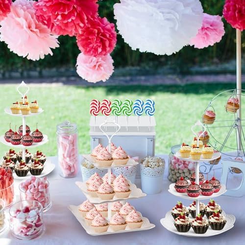 Mwellewm 10Pcs Cupcake Stand,Dessert Table Display Set, 4 White 3