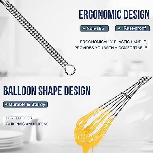 Eddeas Small Whisk Stainless Steel, Mini wire whisk 3 Pieces, 5in, 6in