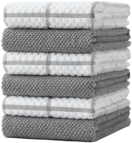 100% Cotton Kitchen Dish Towels, 16" x 26" Kitchen Towels Set, 6 Pack