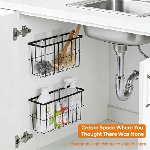 2Pack Cabinet Door Organizer, Self-Adhesive Lid Storage Box for