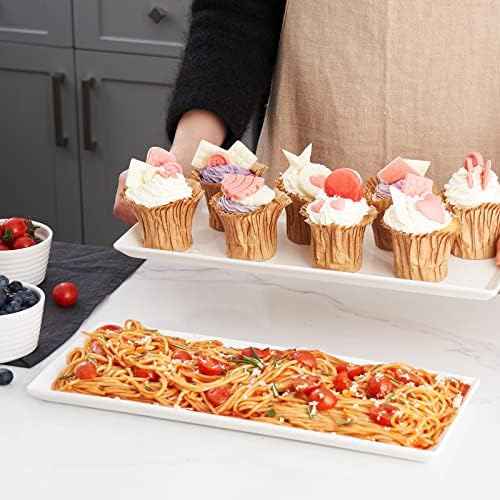 DOWAN 14.5" Rectangular Plates Set of 4 - Long Serving Trays for