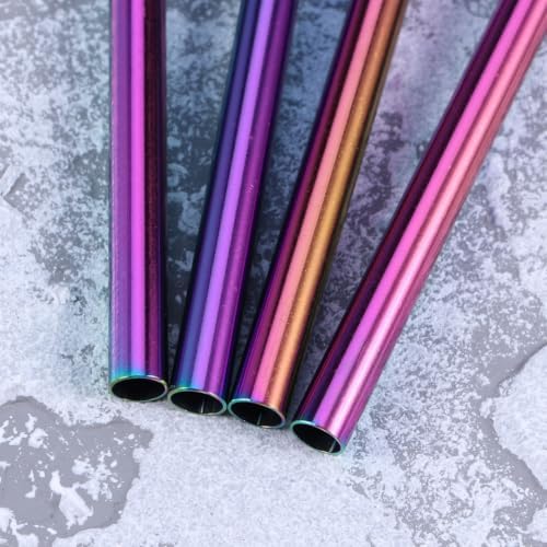 Stainless Steel Drinking Straws Reusable Rainbow 8pcs for Tumblers