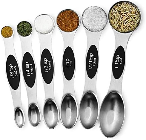NutriChef 6-Piece Magnetic Measuring Spoon Set - Stainless Steel