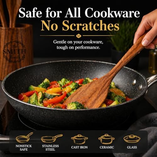 Personalized 9-Piece Natural Teak Wood Utensil Set