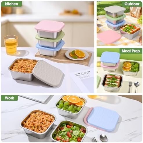 4 Pack Stainless Steel Sandwich Containers, 32 oz