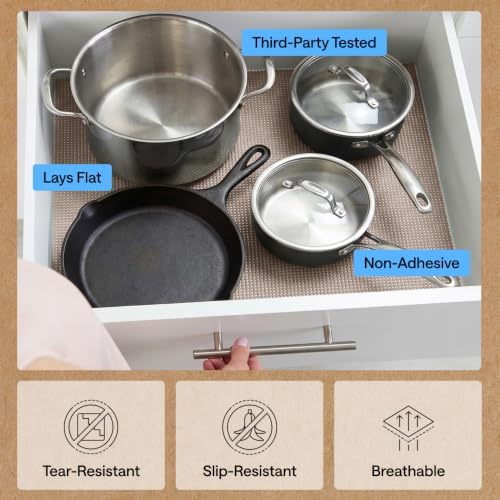 GORILLA GRIP powerGRIP Drawer Shelf and Cabinet Liner, 12"x10', Beige