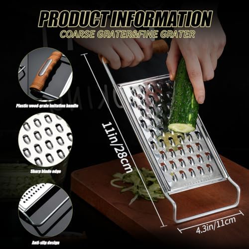 2 Pack Stainless Steel Handheld Grater Set,Coarse & Fine Kitchen