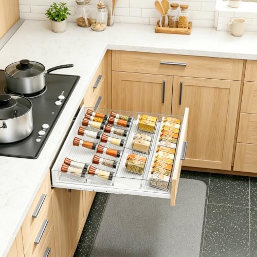 16 Pack Acrylic Drawer Spice Organizer, Expandable From 11''-22''
