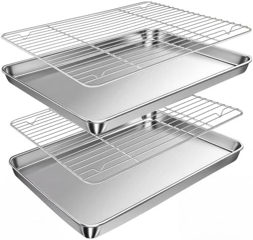 Baking Sheet with Rack Set (2 Pans + 2 Racks), 16 x 12 x 1 Inch
