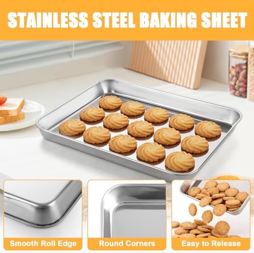 9x13 Inch Stainless Steel Baking Sheet, Quarter Sheet Pan, 2 Pack