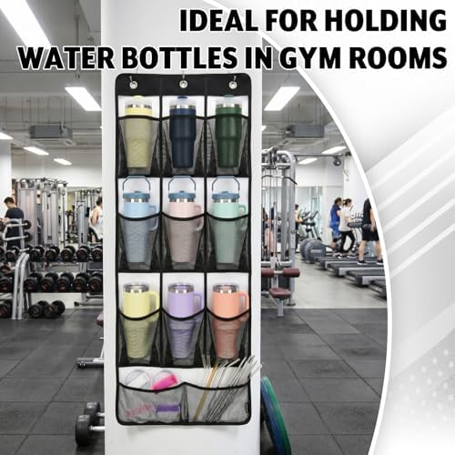 Water Bottle Organizer, 9+2 Pockets, Over Door Tumbler Holder
