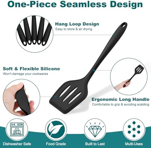 TeamFar Silicone Cooking Utensil Set of 7, Kitchen Cooking Utensil Set