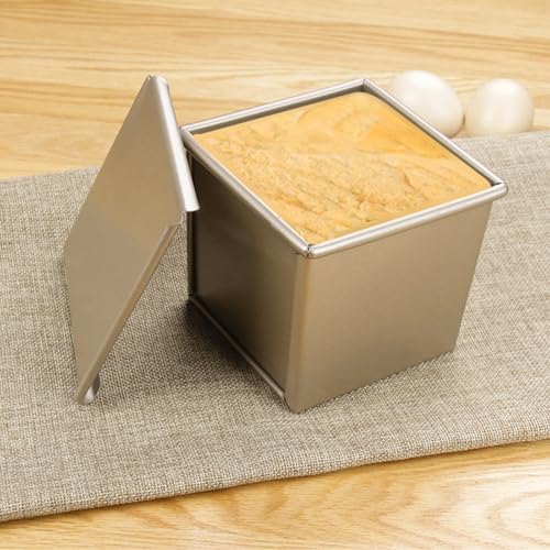 CertBuy 2 Pack Mini Pullman Loaf Pan with Lid, 0.55Lb Dough Capacity