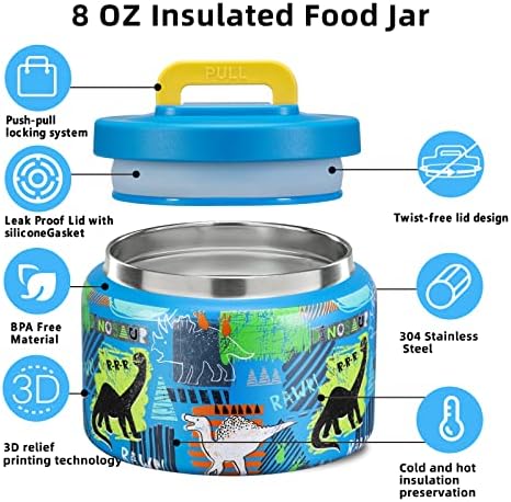 JXXM 8 Oz Thermo Food Jar for Hot & Cold Food for Kids, Insulated
