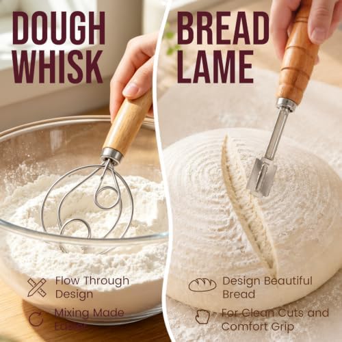 DOYOLLA Bread Proofing Baskets Set, 10 Inch Oval & 8.5 Inch Round