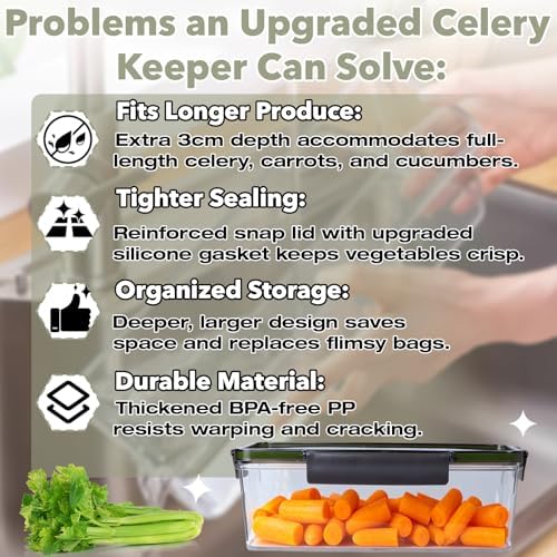 Celery Keeper for Refrigerator, BPA-Free Storage Container