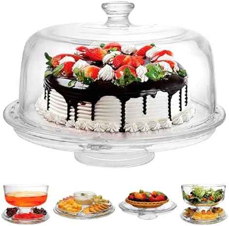 Extra Large (12") 6 in 1 Acrylic Cake Stand with Dome Lid