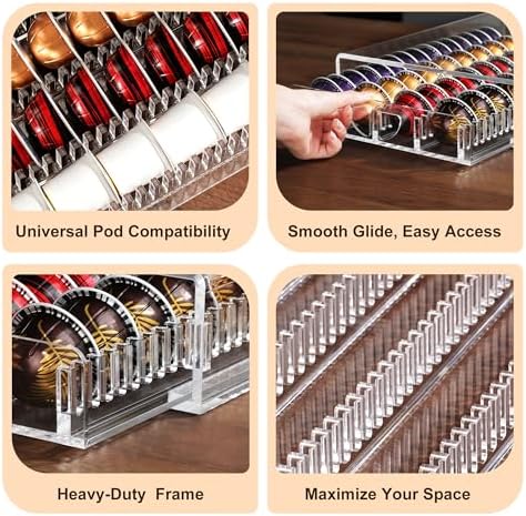 Nespresso Pod Holder Drawer Organizer for Vertuo Pods, Coffee Pod