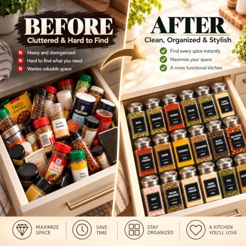 30 Pack 4oz Spice Bottles, Glass Spice Jars with Shaker Lids, Spice