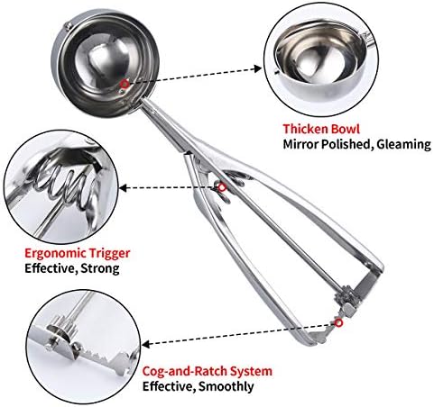 Cookie Scoop Set of 3 Ice Cream Scoop With Trigger 18/8 Stainless