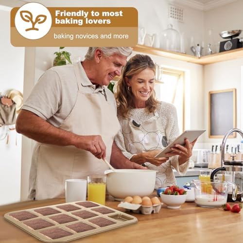 YAYODS 3 Pack Brownie Pan with Dividers 12 Cavity Square Muffin Pans