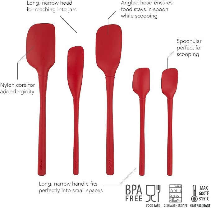 Tovolo Flex Core 5 Piece Silicone Spatula Set Heat Resistant All Silicone - Image 5