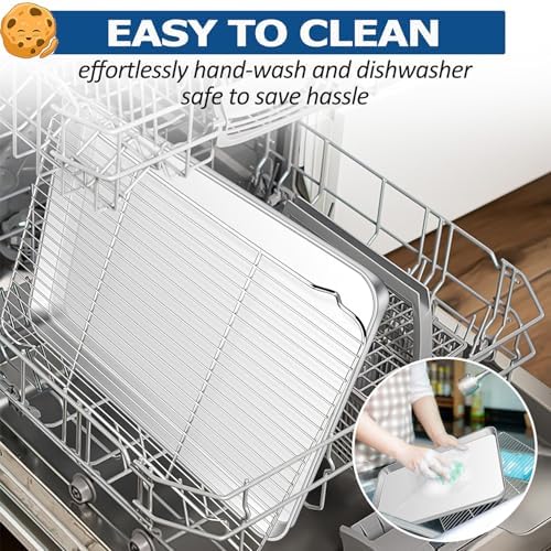 TeamFar Baking Sheet with Cooling Rack Set, 17.6 x 13 x 1 inch