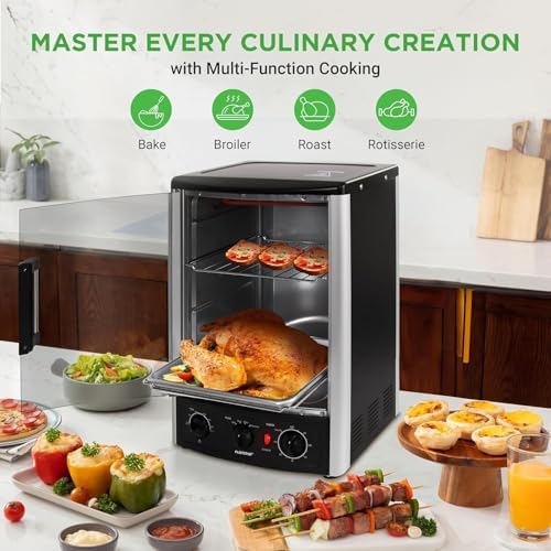 Nutrichef Vertical Countertop Oven with Rotisserie, Bake, Broil, &