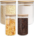 Glass Storage Jars Set Elegant Containers with Airtight Bamboo Lids