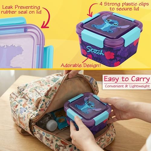 Disney Stitch Salad Container Bento Box for Kids, 70 Oz Portable Lunch