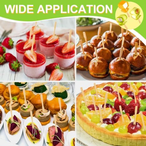 700 Pcs Bamboo Appetizer Forks, PEOUWNES Mini Toothpicks for