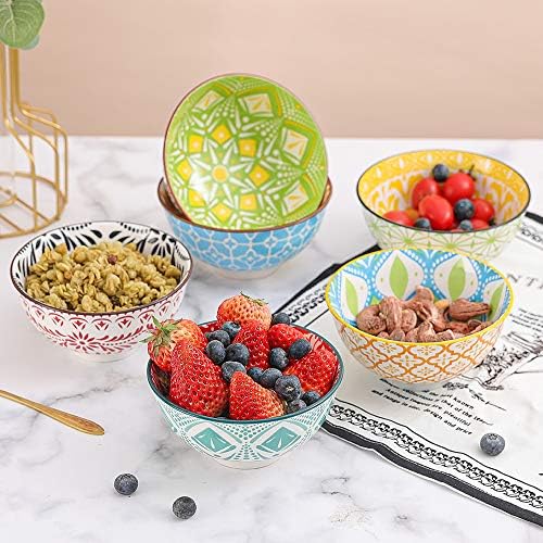 AHX Porcelain Dessert Bowls Cereal bowl - Ceramic Bowl Set of 6