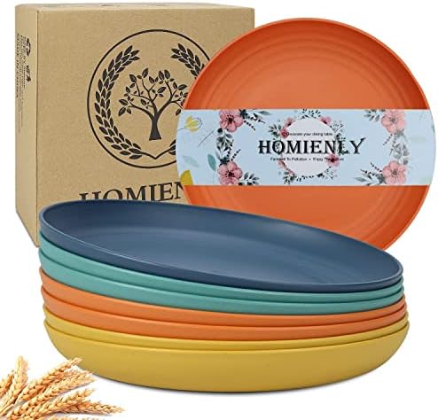 Homienly 10 inch Wheat Straw Dinner Plates Set of 8 - Alternative to