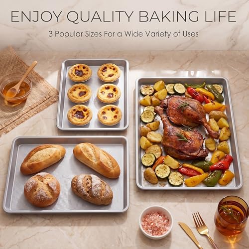 Roshtia 6 Packs Carbon Steel Nonstick Baking Pans Set, Cookie Sheets