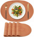 Artoid Mode Orange Polyester Oval Braided Fall Placemats Set of 4, 12