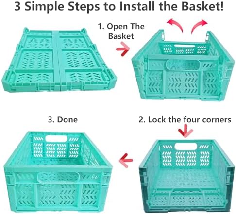 20L Folding Plastic Storage Crates, 4 Pack