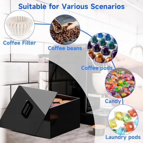 Acrylic Coffee Filter Holder with Lid, Coffee Filter Storage Box for