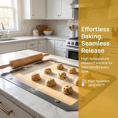 Zerodeko 2pcs Reusable Oven Baking Sheet: Silicone Baking Mat Non