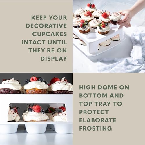 Extra Tall Dome Cupcake Carrier, White, 24 Cupcake