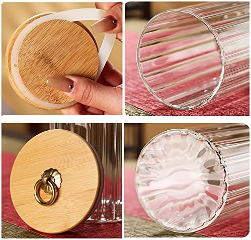 Glass Storage Jars Set of 5, Coffee Bar Canister with Airtight Bamboo