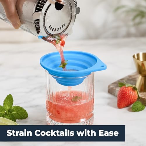 Vespara 2 Pack Collapsible Fine Mesh Strainer, 4 Inch Silicone Funnel