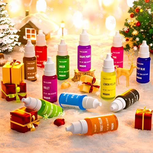 Food Coloring Liquid Set - 12 Vibrant Color Food Grade, Food Coloring