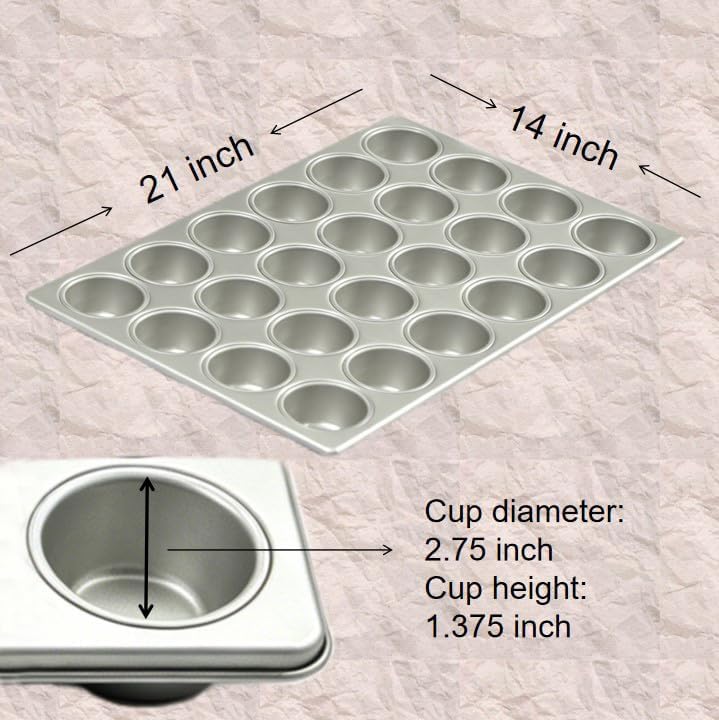 TOPKITCHEN Commercial 24 Cup Glazed Aluminized Steel Muffin Pan