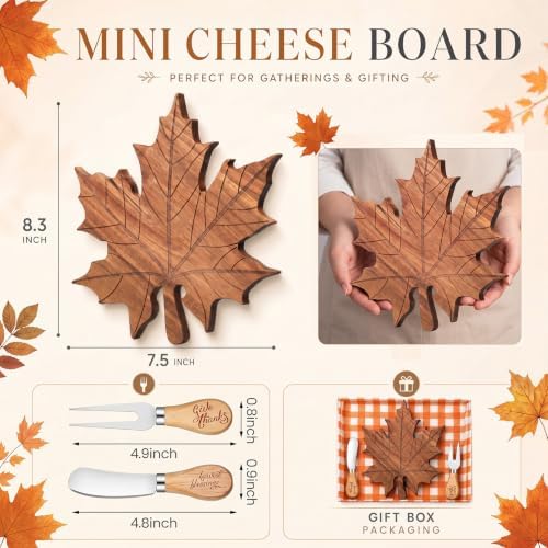 Nuenen 1 Set Fall Maple Leaf Mini Charcuterie Board Gift, 8.3 x 7.5 in