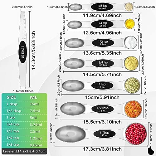 Urbanstrive 8 Pcs Upgraded Magnetic Measuring Spoons Set Stainless