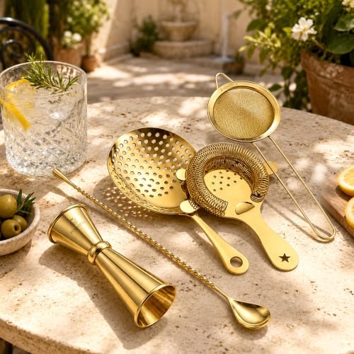 Homestia 5 Pcs Cocktail Strainer Set, Stainless Steel Bar Tools Set