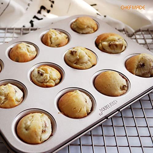 CHEFMADE Mini Muffin Pan, 12-Cavity Non-Stick Mini Cupcake Pan